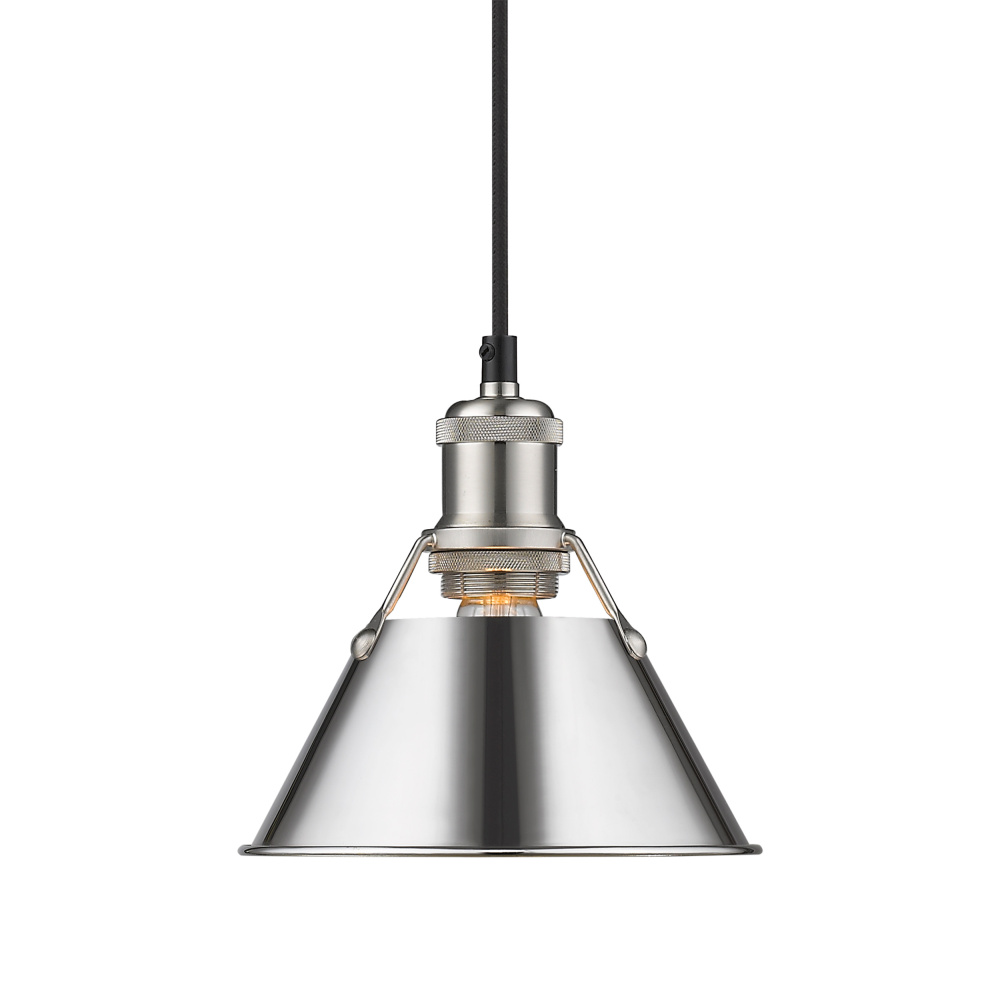 Yep by Golden Lighting Orwell 1-light 8in Pendant in Pewter and Chrome shade